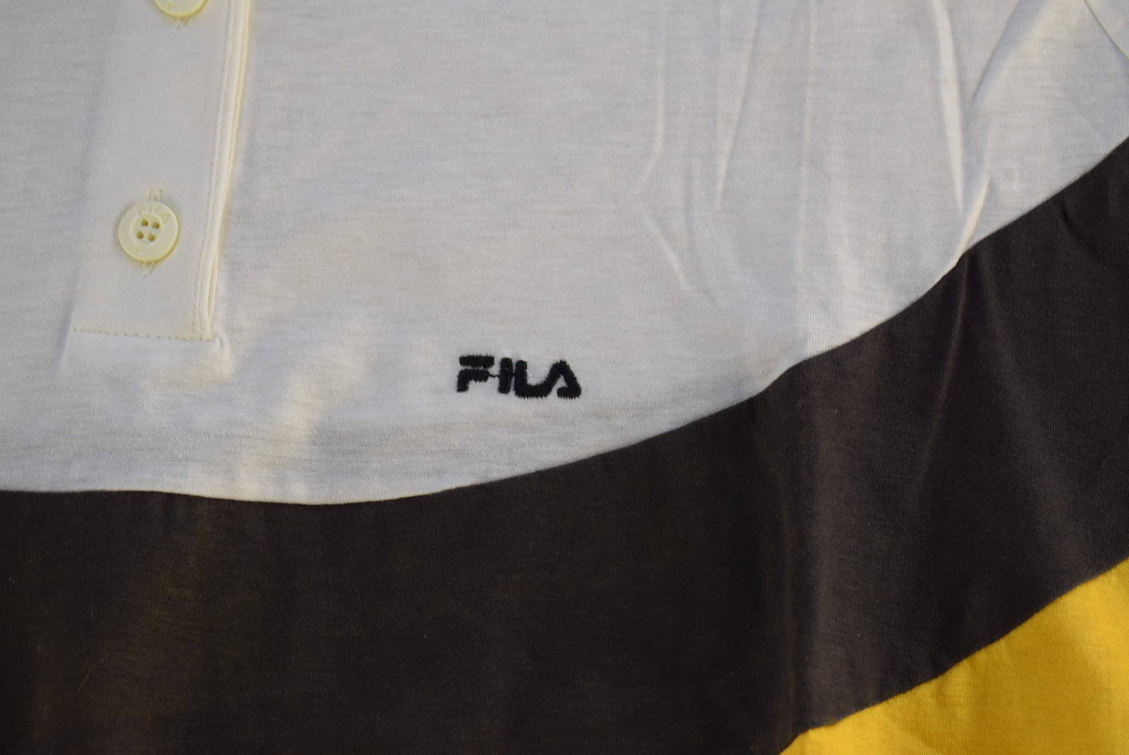 FILA Polo T Shirt Top Maglia Jersey Maglia Vintage Tennis anni 80 90 Italia 44 NUOVA