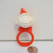 Vintage Tip Top Toys Baby Rattle Monkey Head Red and White !!!
