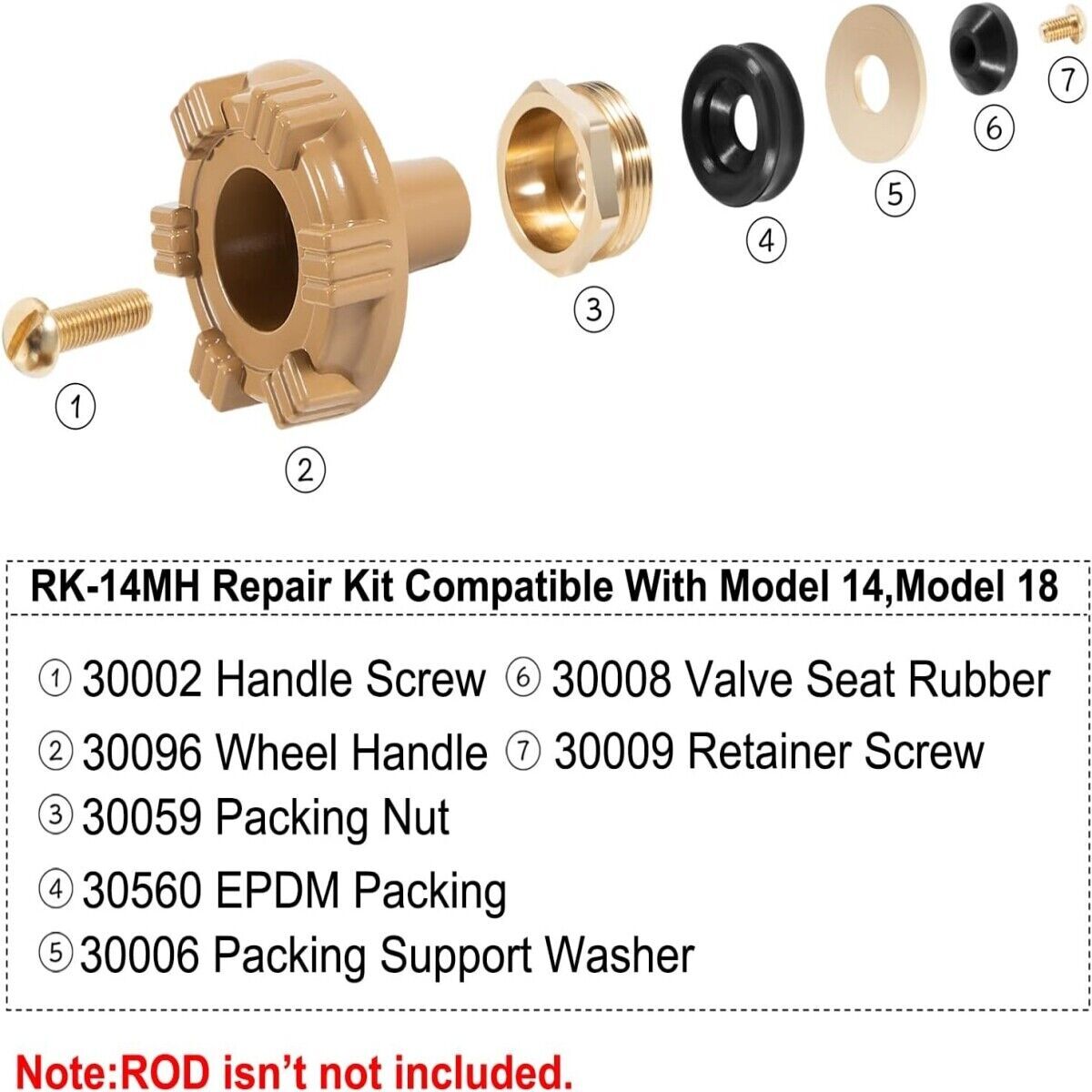 for RK-14MH Woodford Repair Kit Model 18 Model 14 Outdoor Faucet Metal Handle 7X