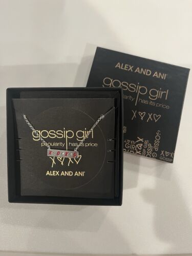 ALEX AND ANI GOSSIP GIRL XOXO SILVER BAR NECKLACE