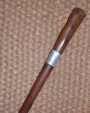 WW1 Walking Stick/Cane-Silver Collar-Lt Col Stanhope Holmes 2/ Battn Welsh Regt'