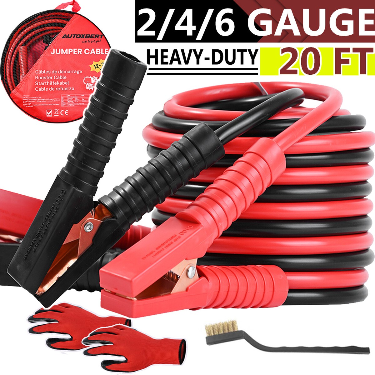 Jumper Cables Heavy Duty (25ft Gauge, Copper Wire) Battery Jump