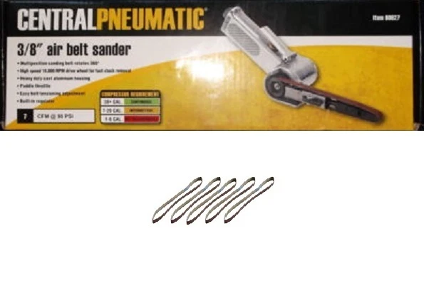 Lixadeira de correia pneumática 3/8" com 5 peças cintos de lixa reparo do corpo do carro arquivo de banda - Imagem 2 de 4