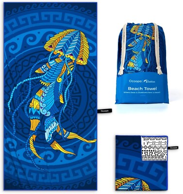 #ad NEW OCOOPA Microfiber Beach Towel Fast Drying Oversize Ocean Sand Free Outdoor $15.50