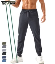 Men's Lightweight Athletic Joggers Zipper Pockets Quick Dry Elastic Sport Pants 