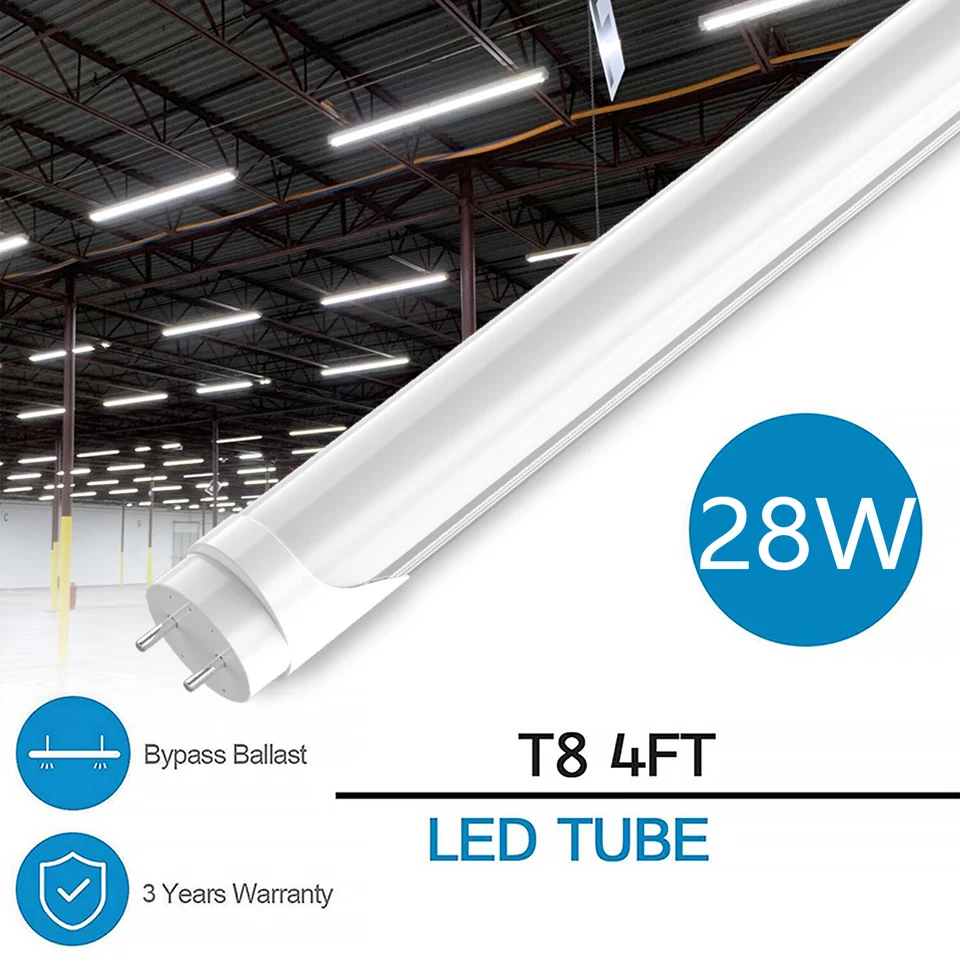 T8 4FT LED Tubo Bombillas 28W G13 Bi-Pin 4FT LED Tienda Bombillas 6500K Foto 3 de 4