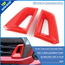 2pcs Red Front Side Bumper Grille Air Outlet Cover Trim For Chevy Colorado 2023+