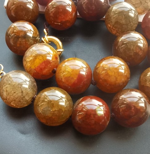16mm/18mm/20mm Large Round, Brown dragon vein agate stone bead Necklace 16"-24" - 第 8/12 張圖片