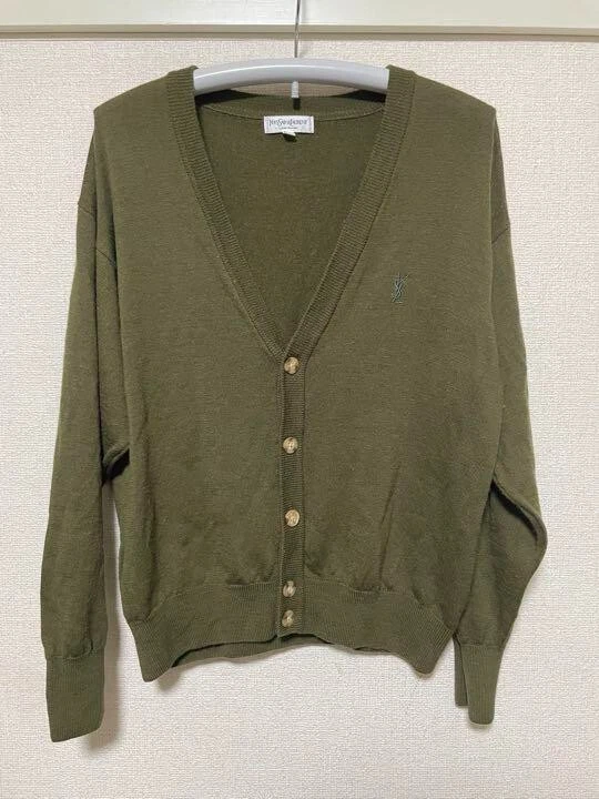 SAINT LAURENT (YSL) Cardigan Yves Saint Laurent verde spedito dal Giappone!! JP!! Giapponese!!!!!!!!!