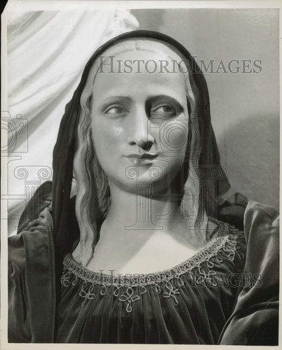 1959 Pressefoto Mona Lisa Wachsstatue im Museum der Prominenten, Rom