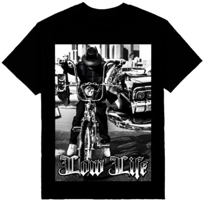 Low Rider Bike Chicano Mens Heavyweight T-Shirt Print On Shaka Wear Tee 