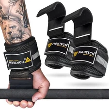 Premium Weight Lifting Hooks (Pair) - Heavy Duty Hand Grip and Wrist Straps S...
