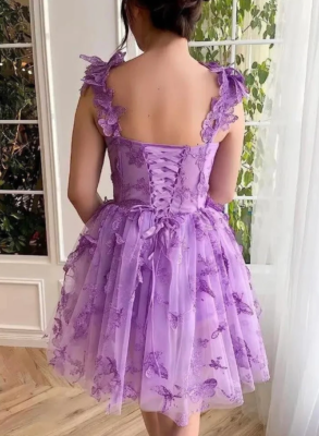 lavender short formal dresses Cute Bodycon Square Neck Lavender Lace Short Homecoming Dresses with  Beading MD0802810 – Dressmeet