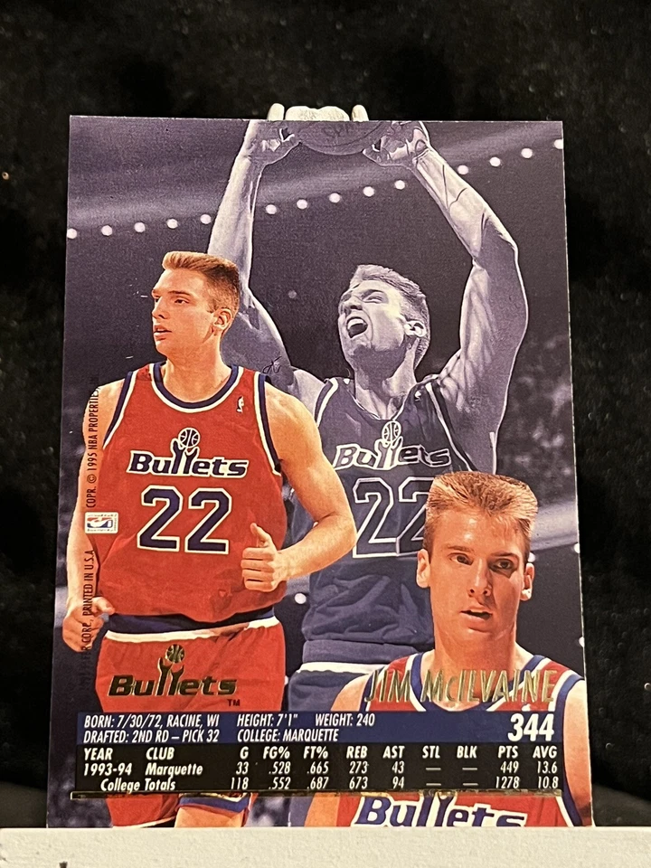 1994-95 Ultra Washington Bullets #344 Jim McIlvaine Rookie Basketball NBA Card - Image 2 of 2
