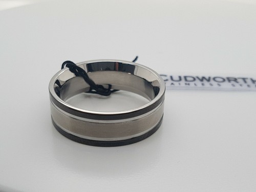Men's Cudworth Stainless Steel/IP Black Ring 641-84 RRP $89 Size W - Picture 4 of 7