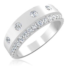 Round Superb Cut 0.36 Ct Natural Diamond Men's Band Real 14K White Gold Size 10