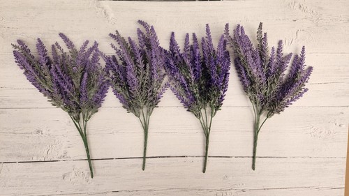 Artificial Lavender Flowers in Bundles Fake Silk Faux Lavender Plant Wooden Pots - Picture 12 of 77