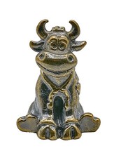 Scultura in bronzo fuso caldo di una mucca/vitello seduto! 2021 - Anno del Bue di Metallo