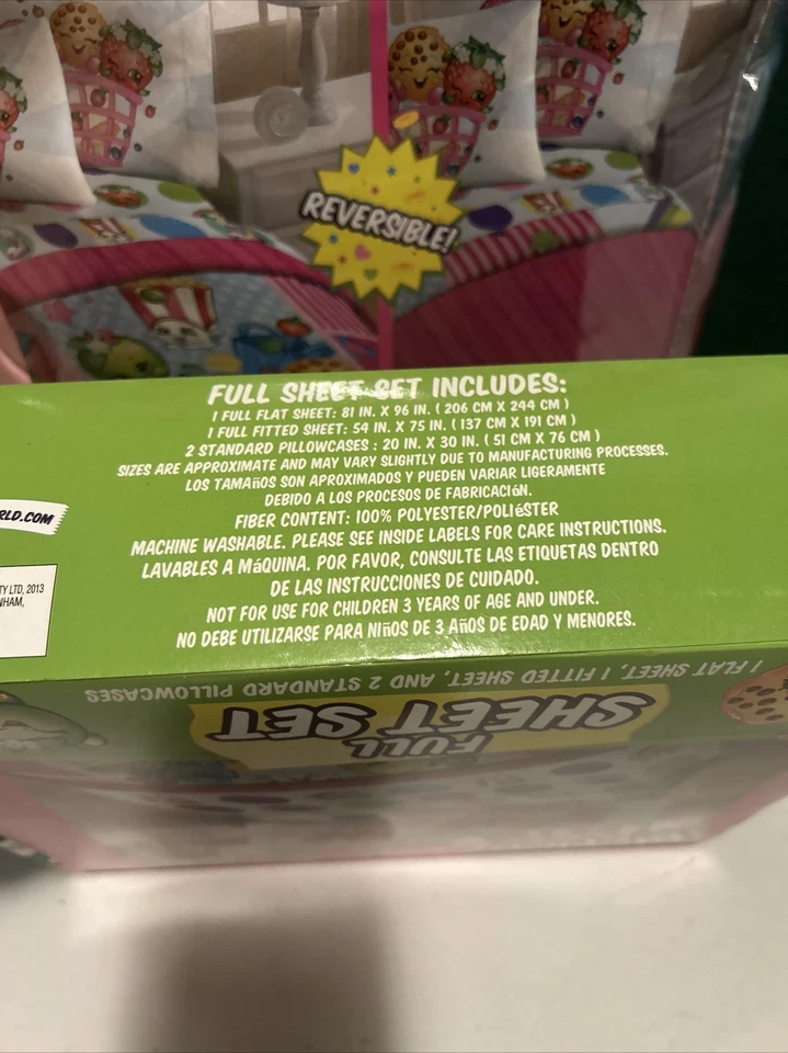 NUEVO Shopkins Twin|Edredón reversible completo + Juego de sábanas dobles de 3 piezas ropa de cama para niñas Foto 3 de 4