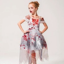 Child Zombie Bride/Prom Corpse Cosplay Costume Girls Small Walking Dead Ghost