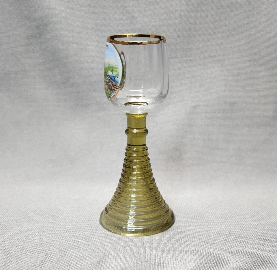 Vintage Heidelberg Skyline Souvenir Roemer Shot Glass Roman Glass