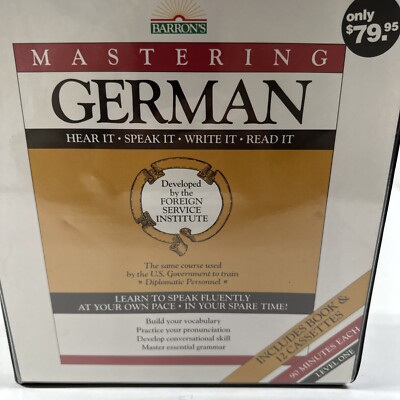 Barron's Mastering German Language Course Book and 12 Cassettes Set NEW/Sealed