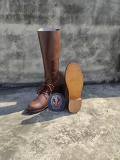 German WW2 Officer Boot Pointed Toe With Laces Customized Handmade Leather Boot