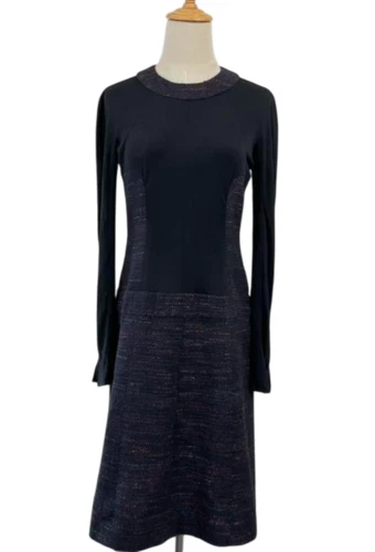 Abito CHANEL tweed donna taglia 38 nero made in France