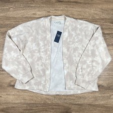 NWT Abercrombie Fitch Large Soft AF Cozy Cropped Open Cardigan Cream