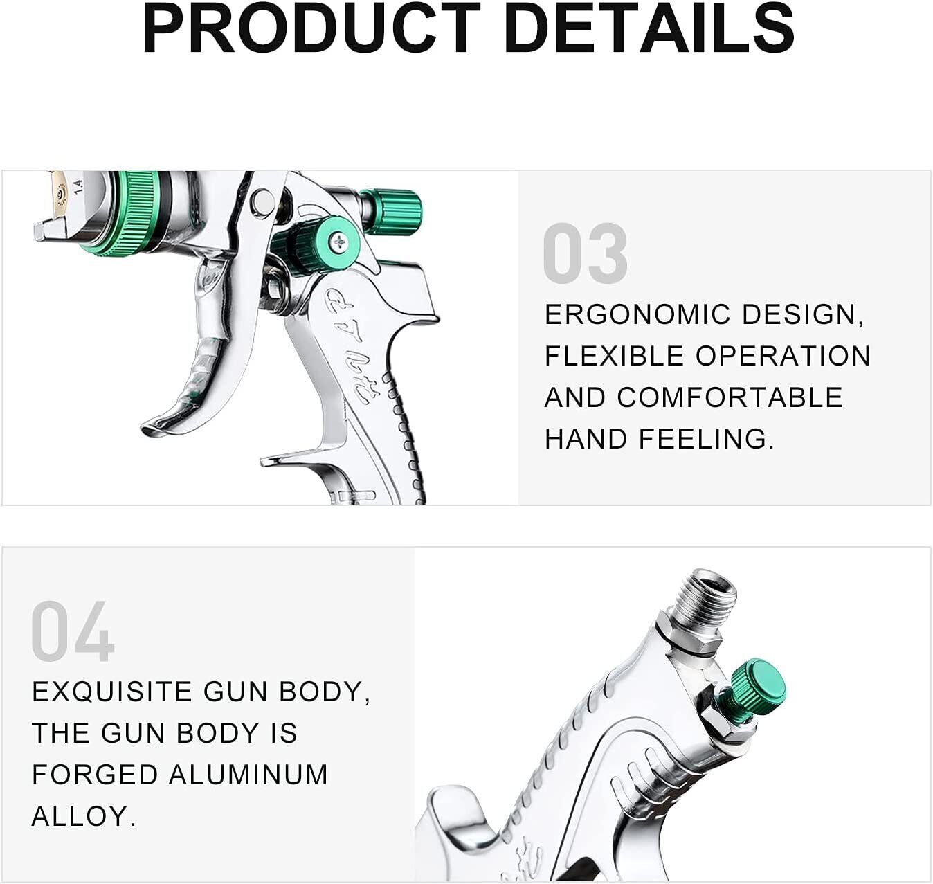 3 Nozzle HVLP Air Spray Gun Kit Auto Paint Car Primer Detail Basecoat