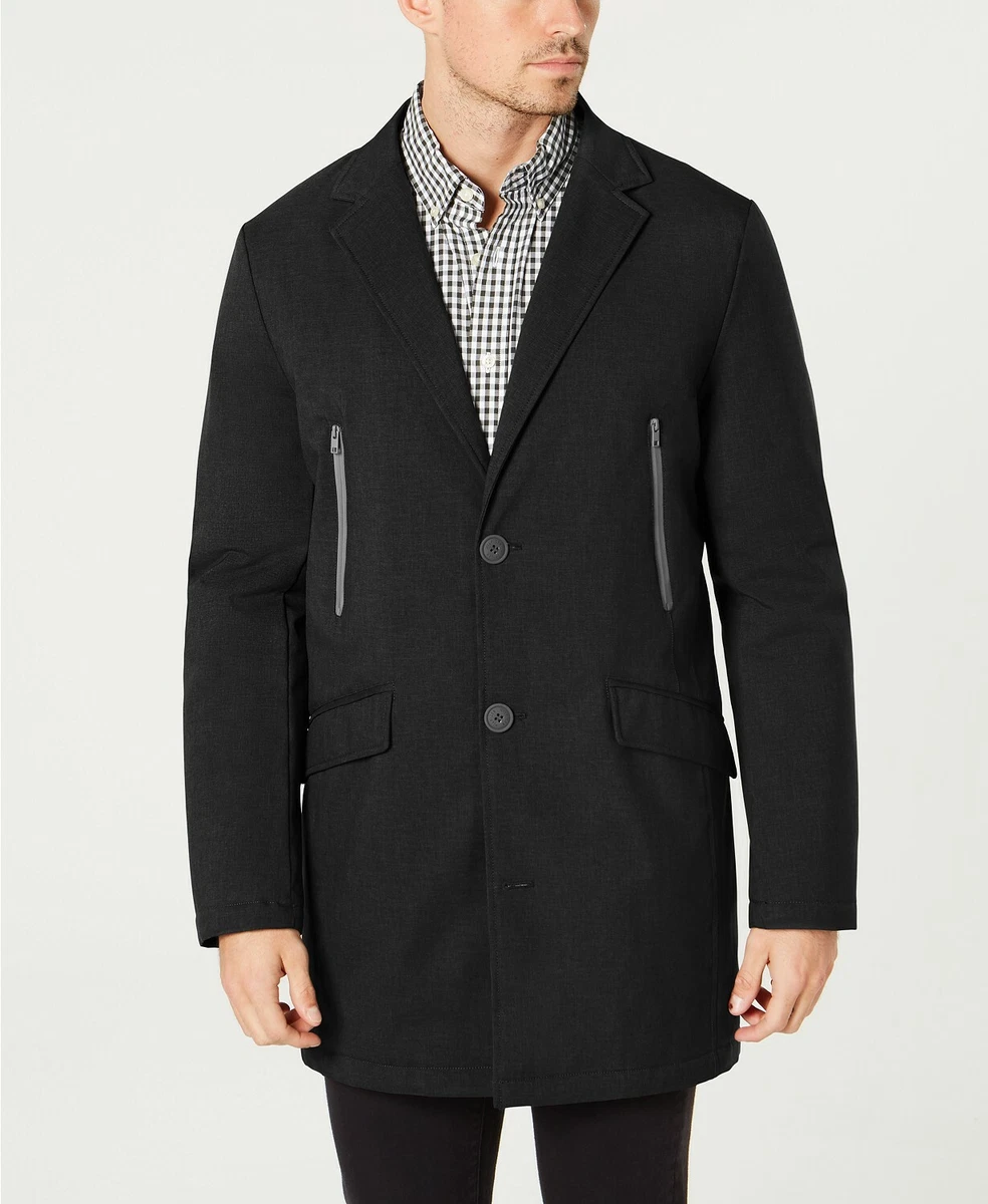 298 Tommy Hilfiger Men S Black Modern Fit Robert Lined Raincoat Jacket Size 40r