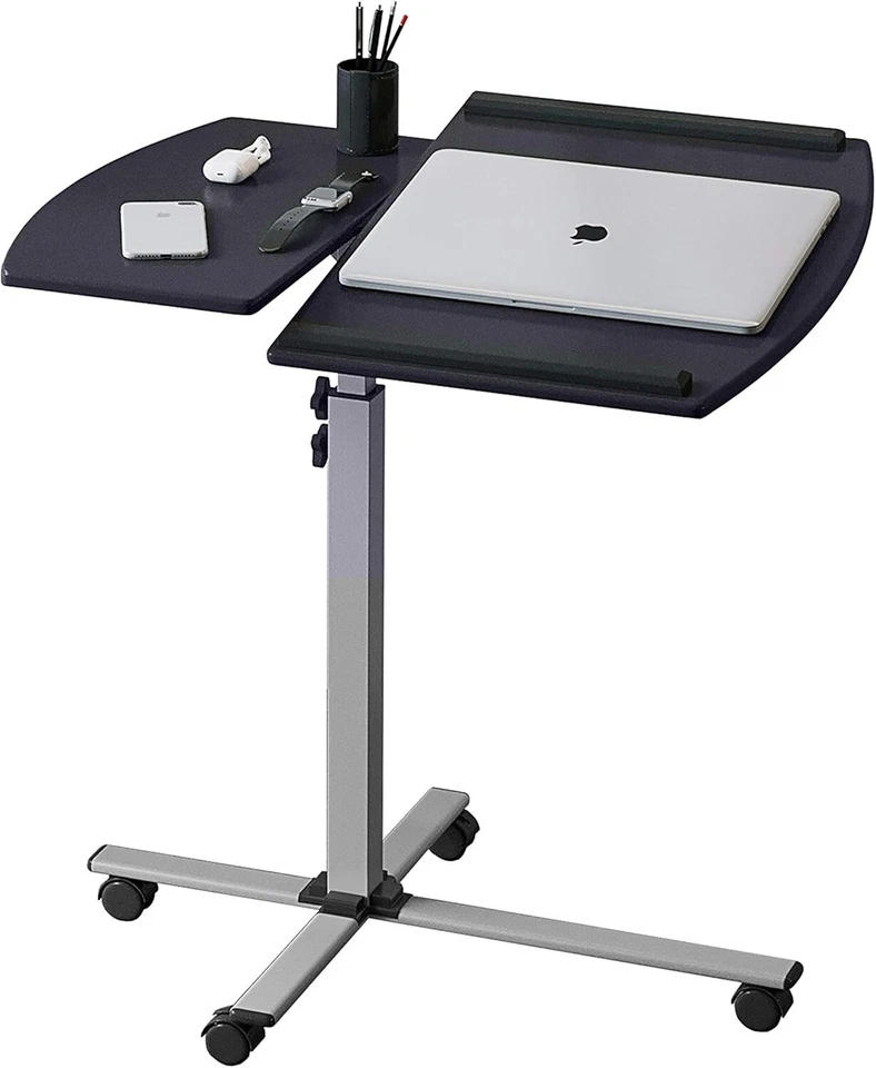 Carro para portátil ajustable en altura con ruedas sin marcas para estabilidad Foto 3 de 4