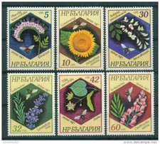 Bulgarien 1987  6 Marken MNH, Honigbienen auf Blumen