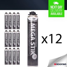 12x Bondit Mega Stik Gun Grade 750ml PU Low Expansion Adhesive Foam