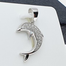 3Ct Round Cut Lab Created Diamond Dolphin Pendent 14K White Gold Plated Silver