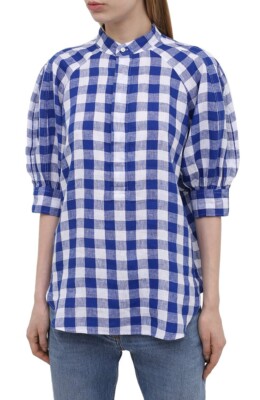 Polo Ralph Lauren Damen Bluse Top UK6 blau Gingham 100 % Leinen leicht neu mit Etikett