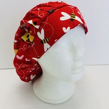 surgical/medical cap, bouffant wt/ cord lock Valentines/Hearts