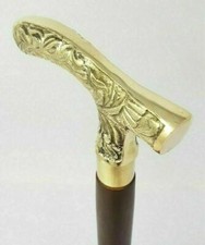 Brass Designer Derby Head Handle Antique Walking Stick Wooden Nautical Cane Gift