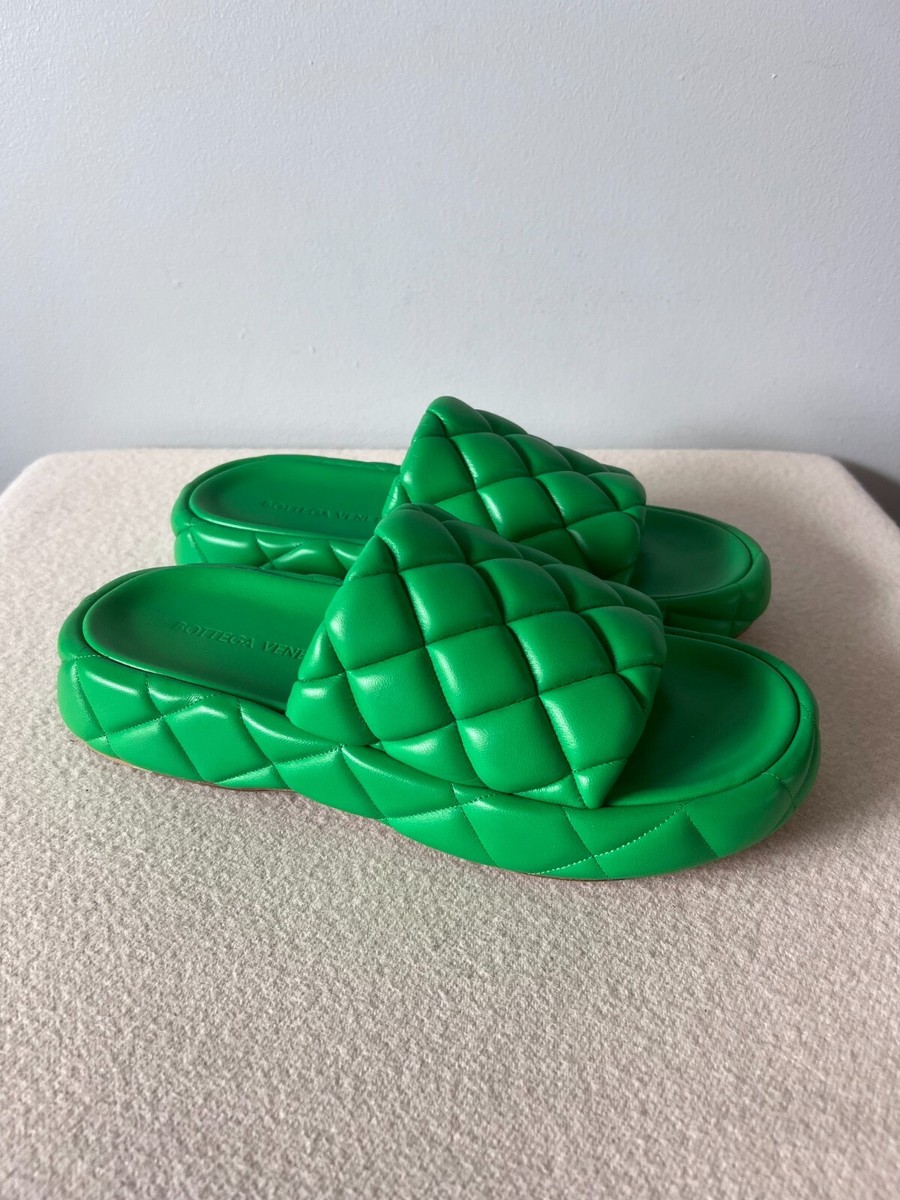 Bottega Veneta Padded Leather Sandals - Size 42 - Green - NEW