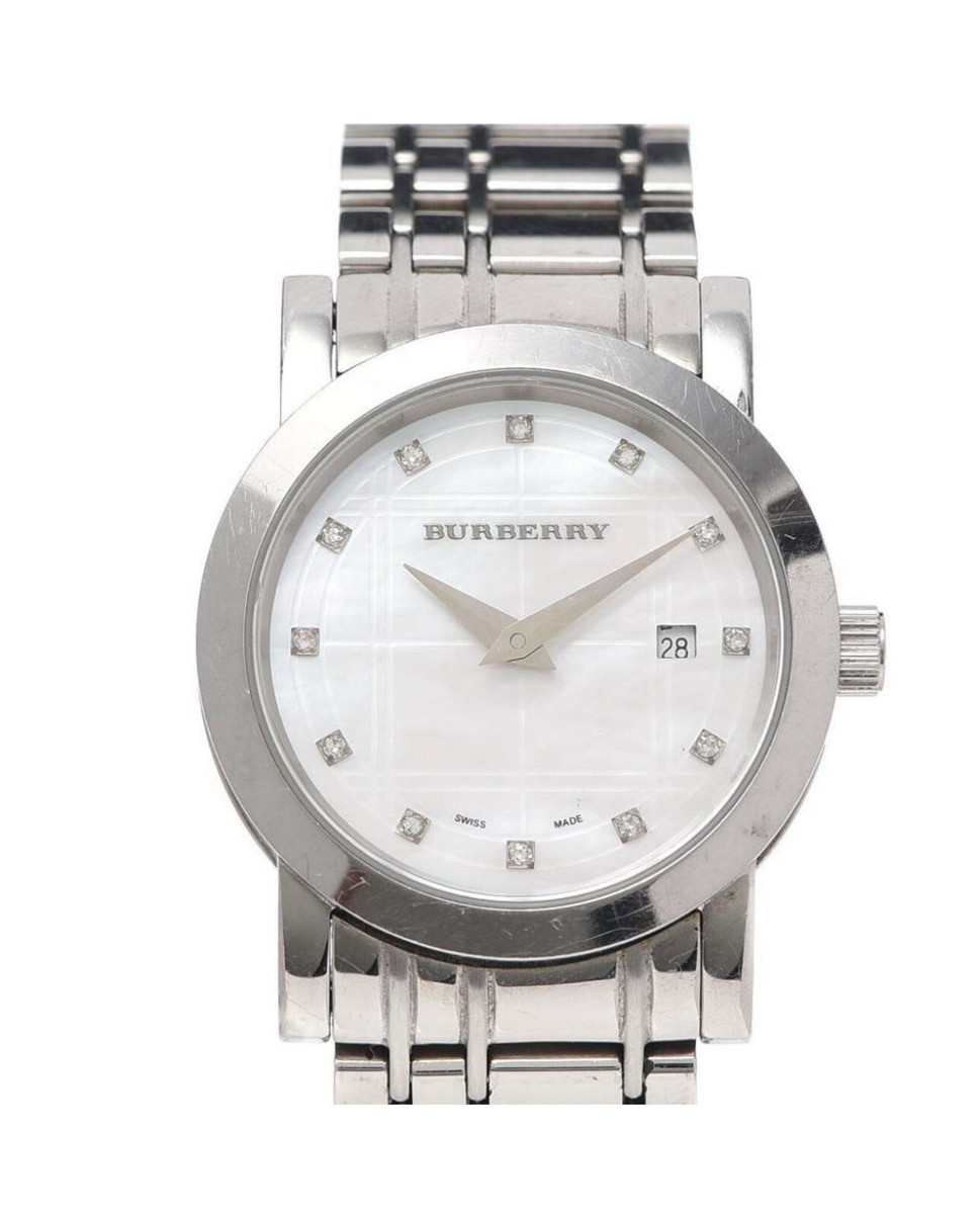 BURBERRY 腕時計 レディース Burberry Heritage 28mm Steel Mother of Pearl Diamond Dial Quartz