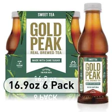 Gold Peak Real Brewed Tea Cane Sugar Sweet, Bottled Tea Drink, 16.9 oz, 6 Bottle