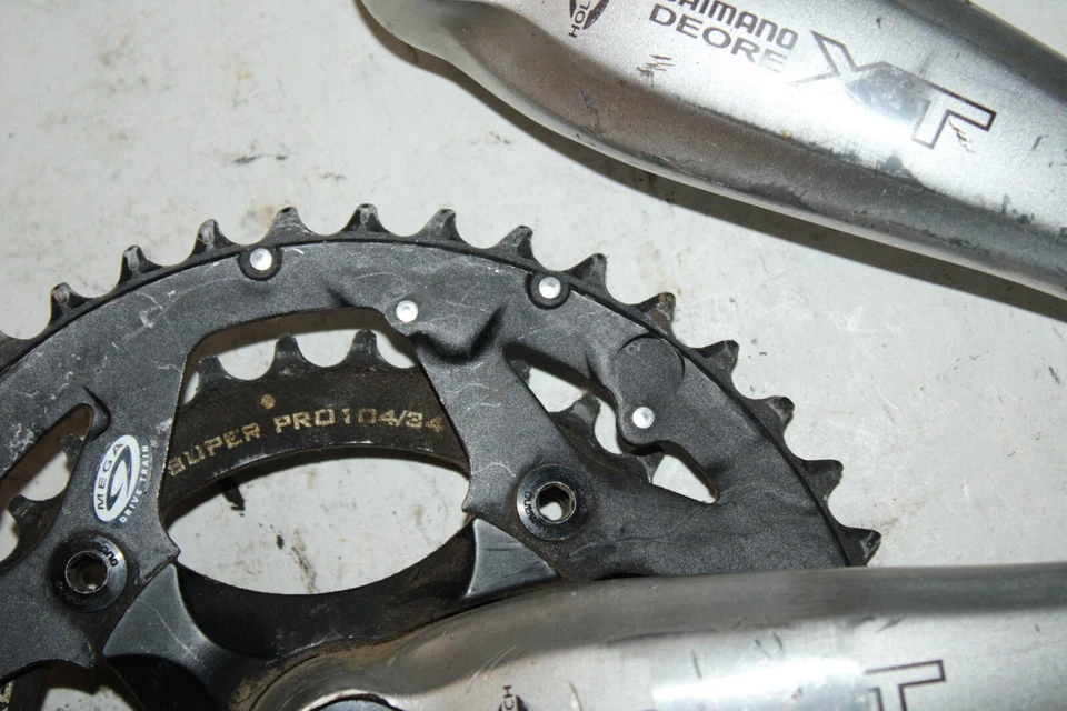 Juego de bielas Shimano Deore XT 180 mm BCD104 44/34t Octalink Hallowtech envío a EE. UU. Foto 4 de 4