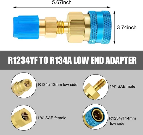 For Car A/C R1234YF To R134A Adapter Kit Quick Couplers Hi/Lo Side Conversion - Picture 5 of 17