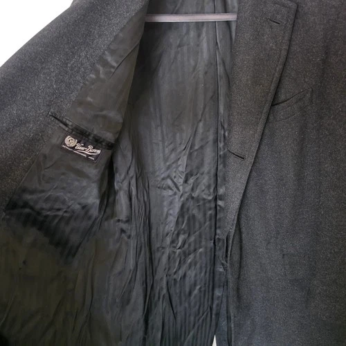Vintage 1950s Chesterfield Overcoat 40r Bespoke Charcoal Wool Velvet image 7