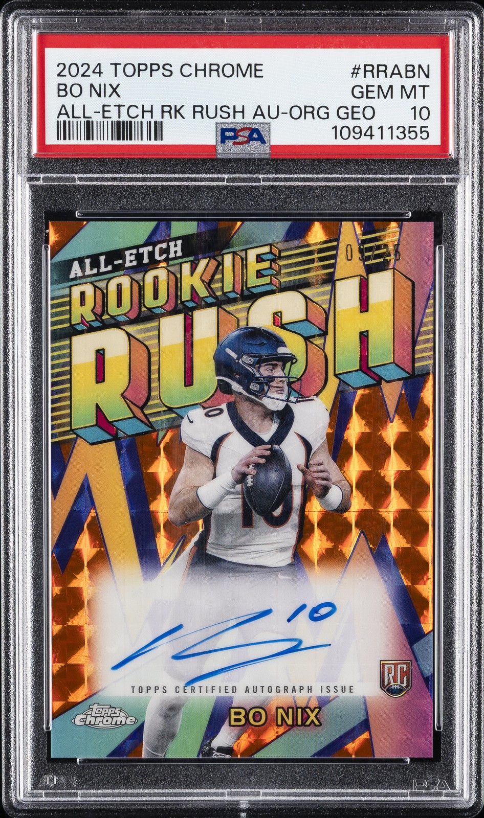 Bo Nix Topps Chrome Chrome All-Etch Rookie Rush Autographs #RRABN Base