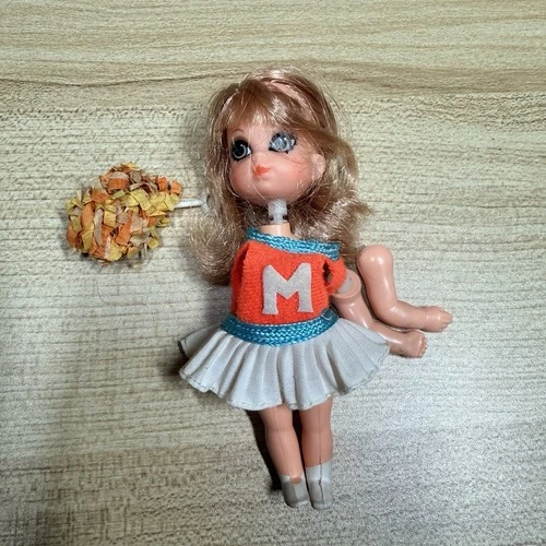Mattel Liddle Kiddle Skediddle Rah Rah Sheila Doll Clothes Pom Pom 1967 READ