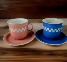 Otagiri Large Mug Set of 2 - Pink and Blue, Checkers