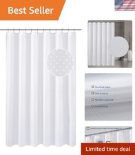Hotel Fabric Shower Curtain or Liner, Cloth Textured White Shower Curtain wit...