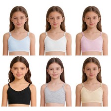 Kids Girls Top Fitness Bra Cute Shirts Exercise Sleeveless Hook-and-Eye Dance