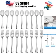 16 Pcs Forks and Spoons Silverware Set,Food Grade Stainless Steel Flatware Cu...